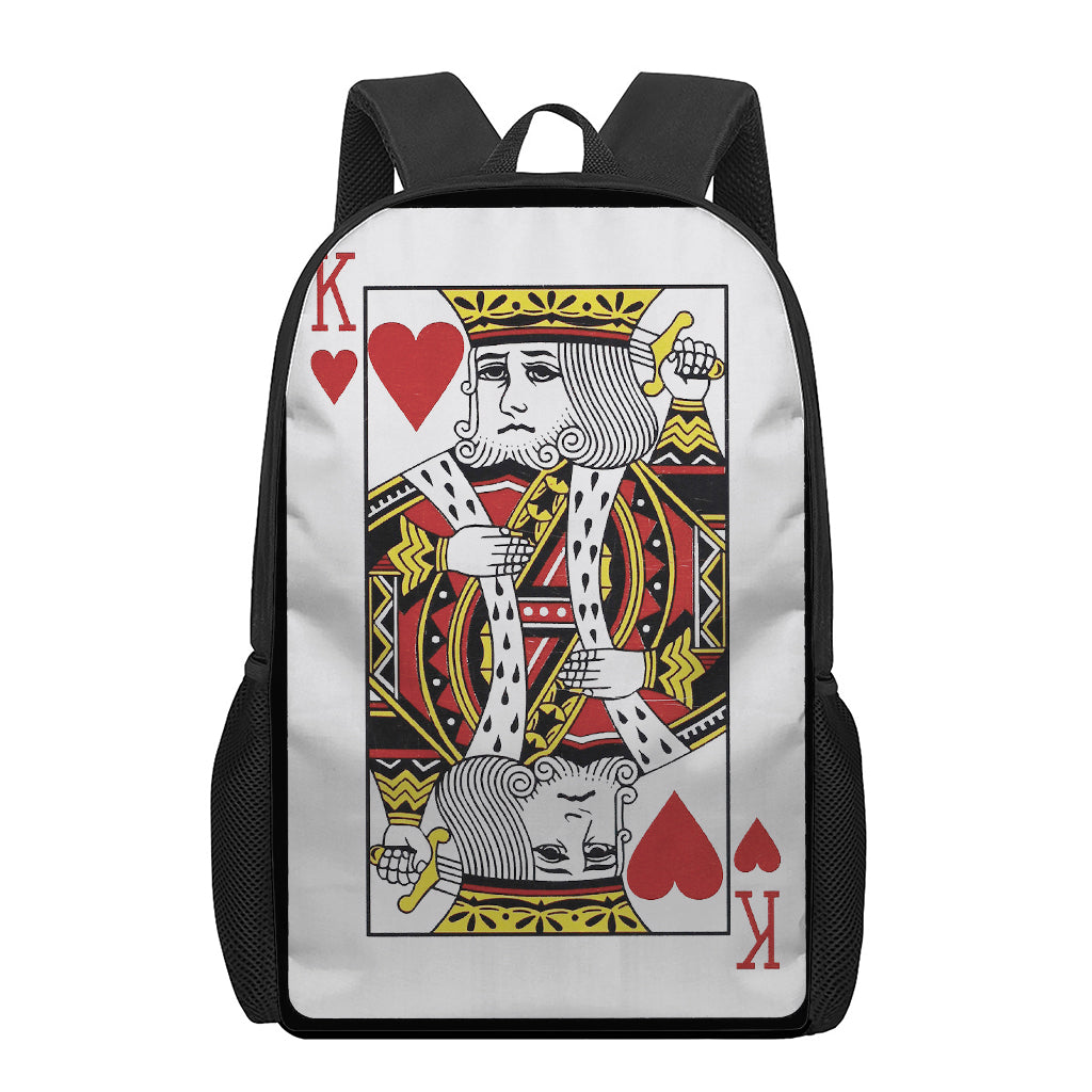 King Of Hearts Playing Card Print 17 Inch Backpack