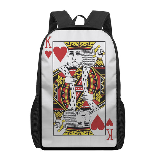 King Of Hearts Playing Card Print 17 Inch Backpack