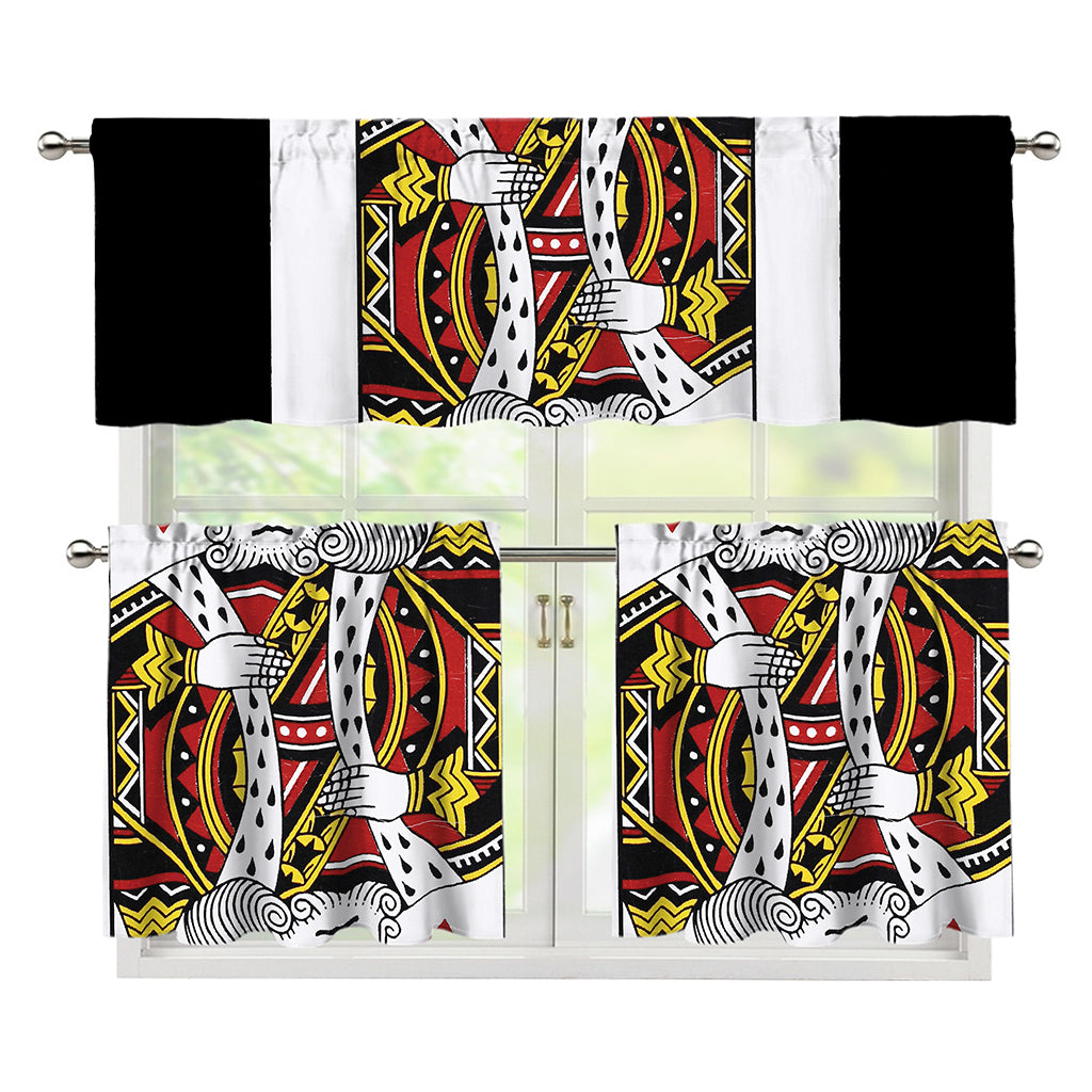 King Of Hearts Playing Card Print 3 Piece Kitchen Curtains