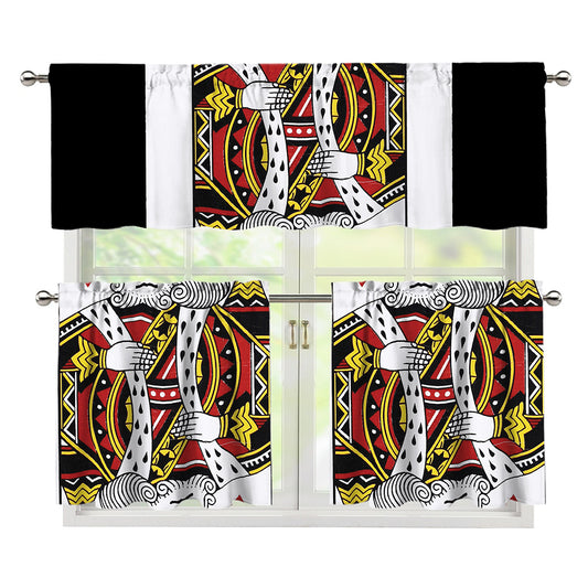 King Of Hearts Playing Card Print 3 Piece Kitchen Curtains