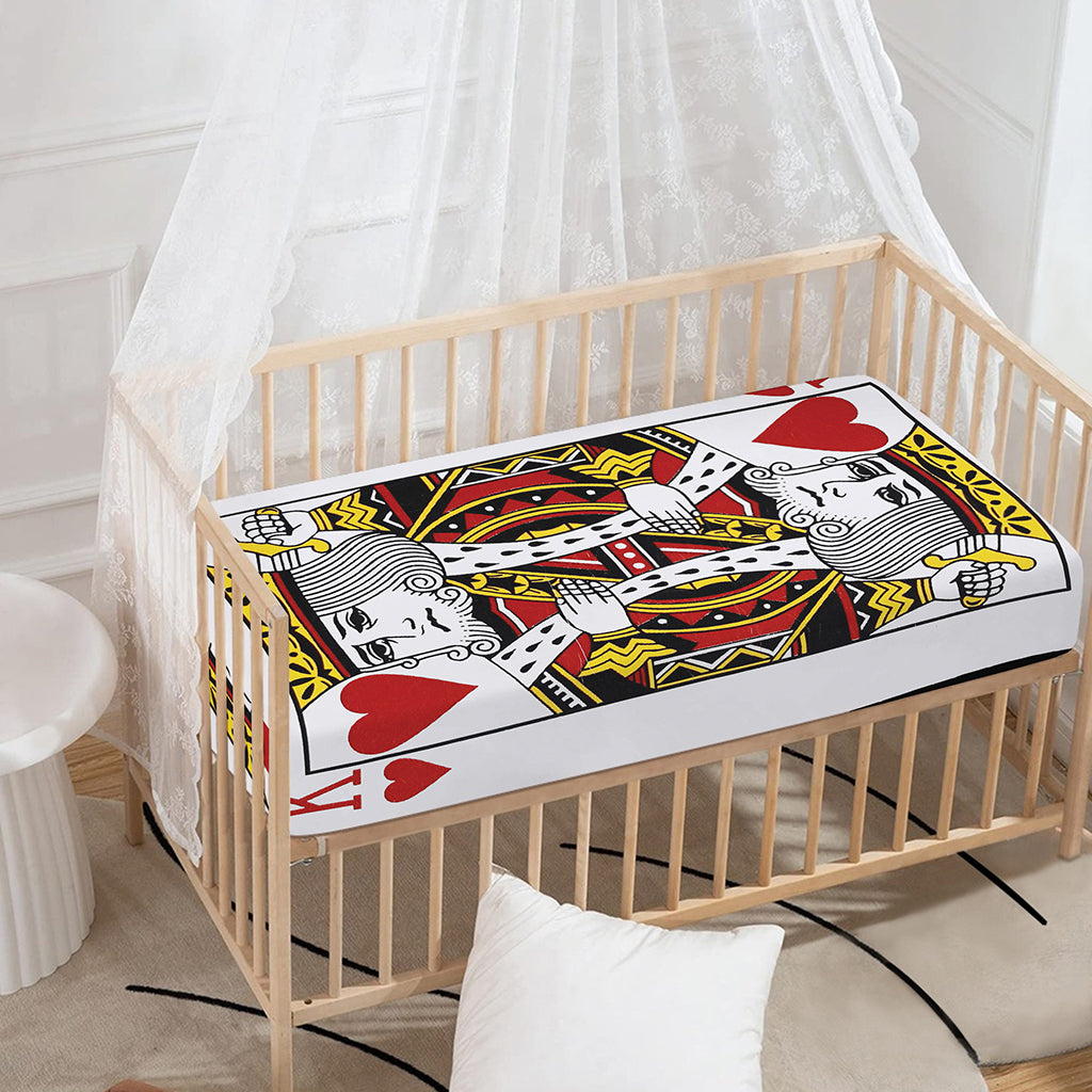 King Of Hearts Playing Card Print Baby Crib Sheet
