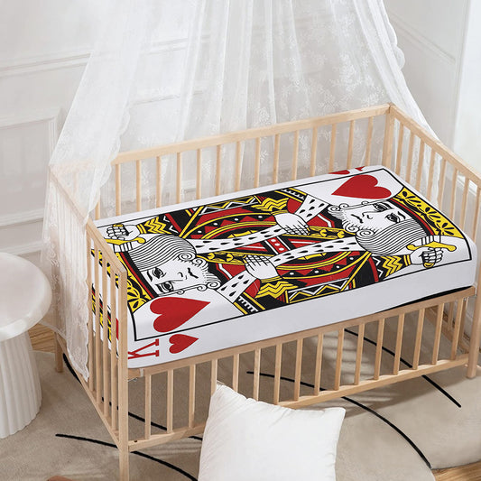 King Of Hearts Playing Card Print Baby Crib Sheet