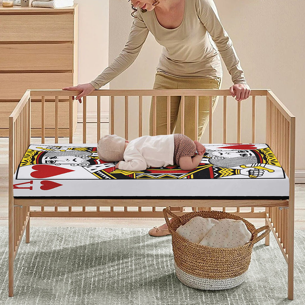 King Of Hearts Playing Card Print Baby Crib Sheet