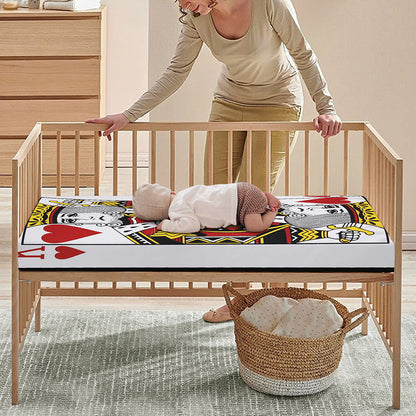 King Of Hearts Playing Card Print Baby Crib Sheet