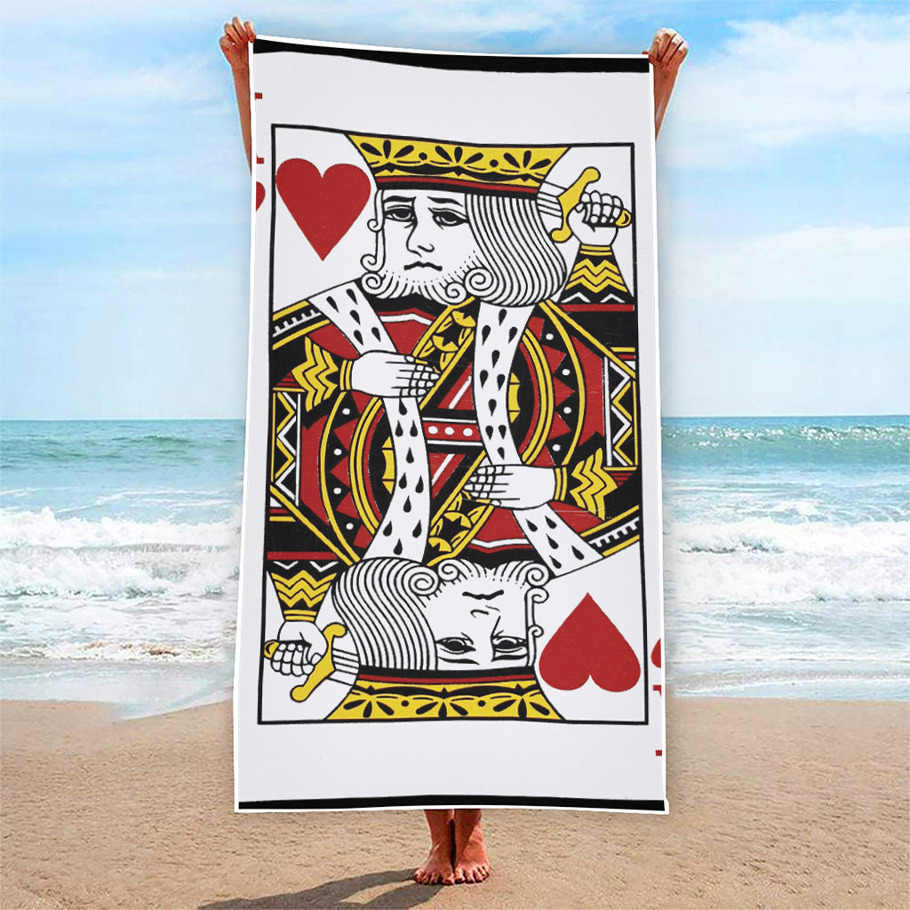 King Of Hearts Playing Card Print Beach Towel