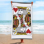 King Of Hearts Playing Card Print Beach Towel