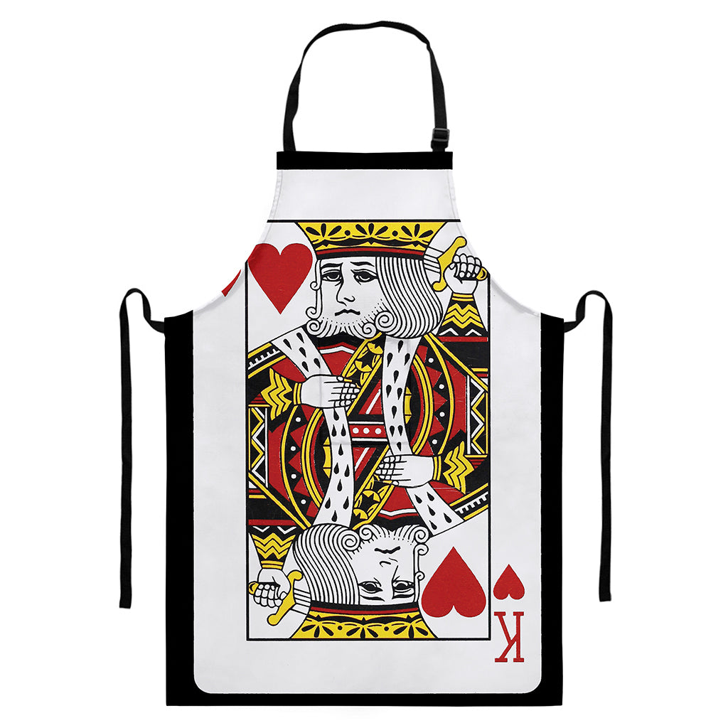 King Of Hearts Playing Card Print Bib Apron With Pocket