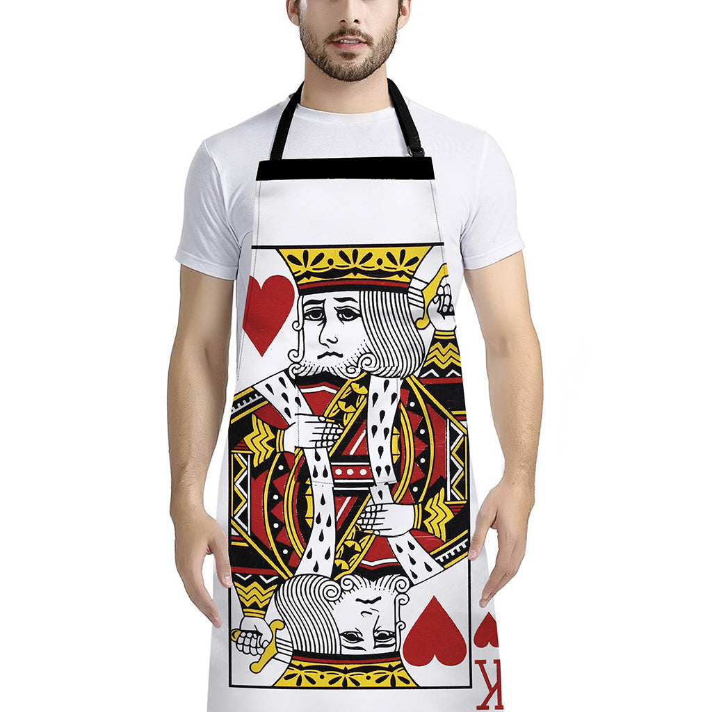 King Of Hearts Playing Card Print Bib Apron With Pocket