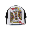 King Of Hearts Playing Card Print Black Mesh Trucker Hat