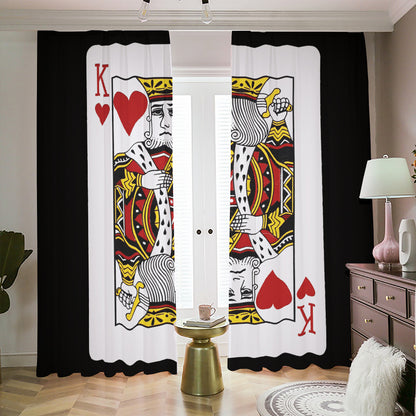 King Of Hearts Playing Card Print Blackout Pencil Pleat Curtains