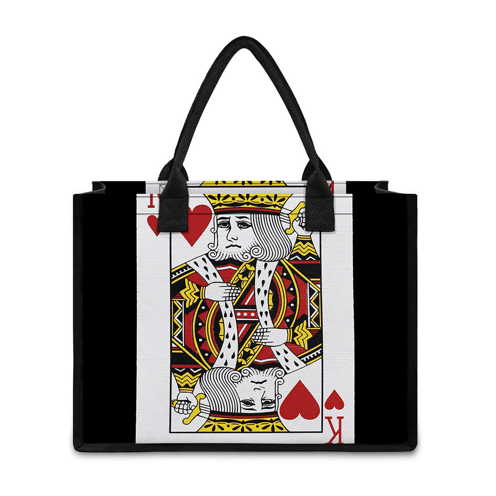 King Of Hearts Playing Card Print Canvas Tote Bag
