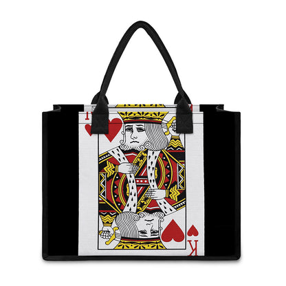 King Of Hearts Playing Card Print Canvas Tote Bag