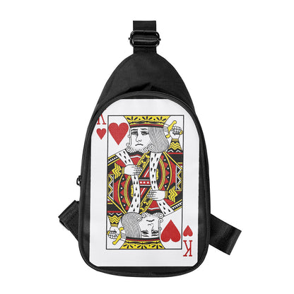 King Of Hearts Playing Card Print Chest Bag