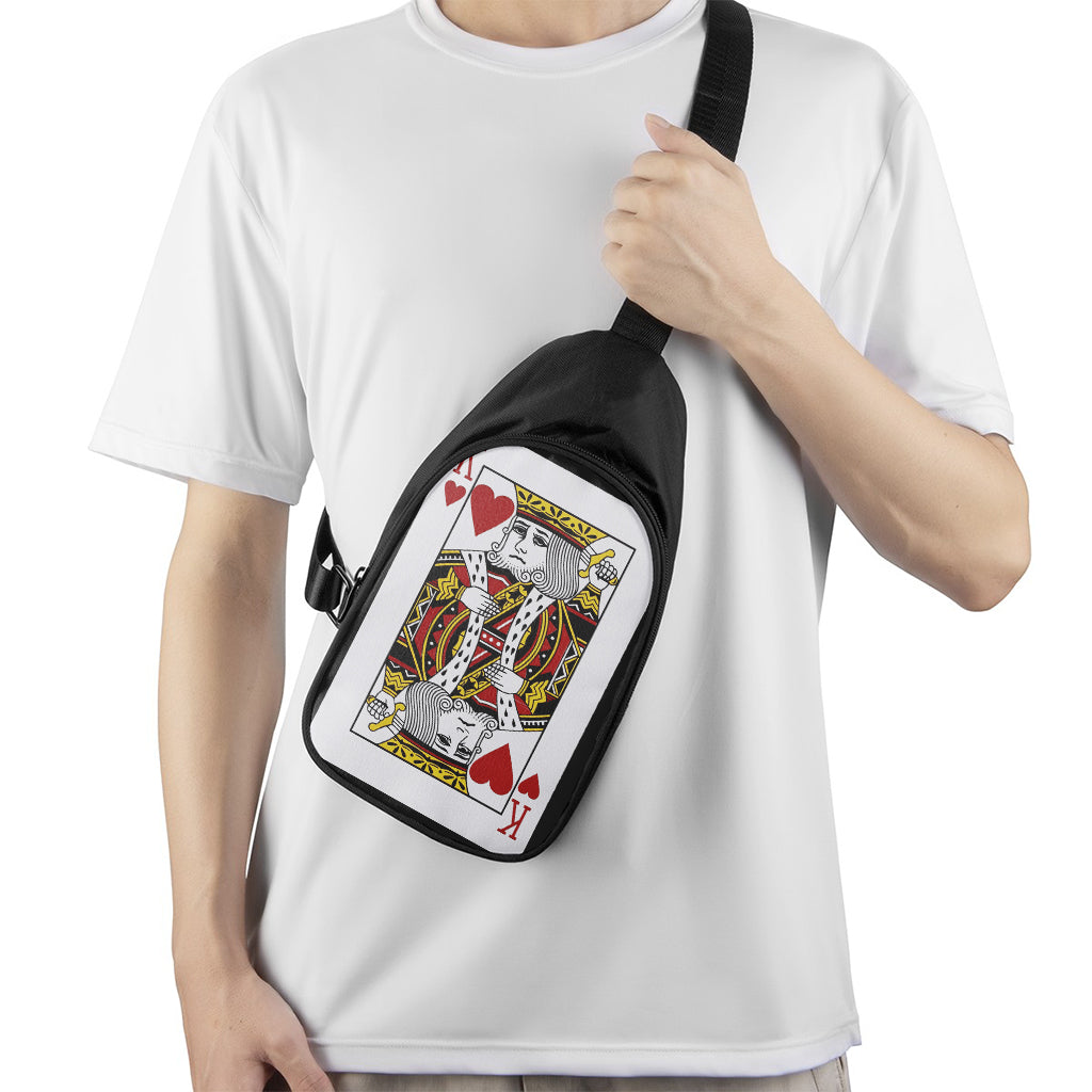 King Of Hearts Playing Card Print Chest Bag