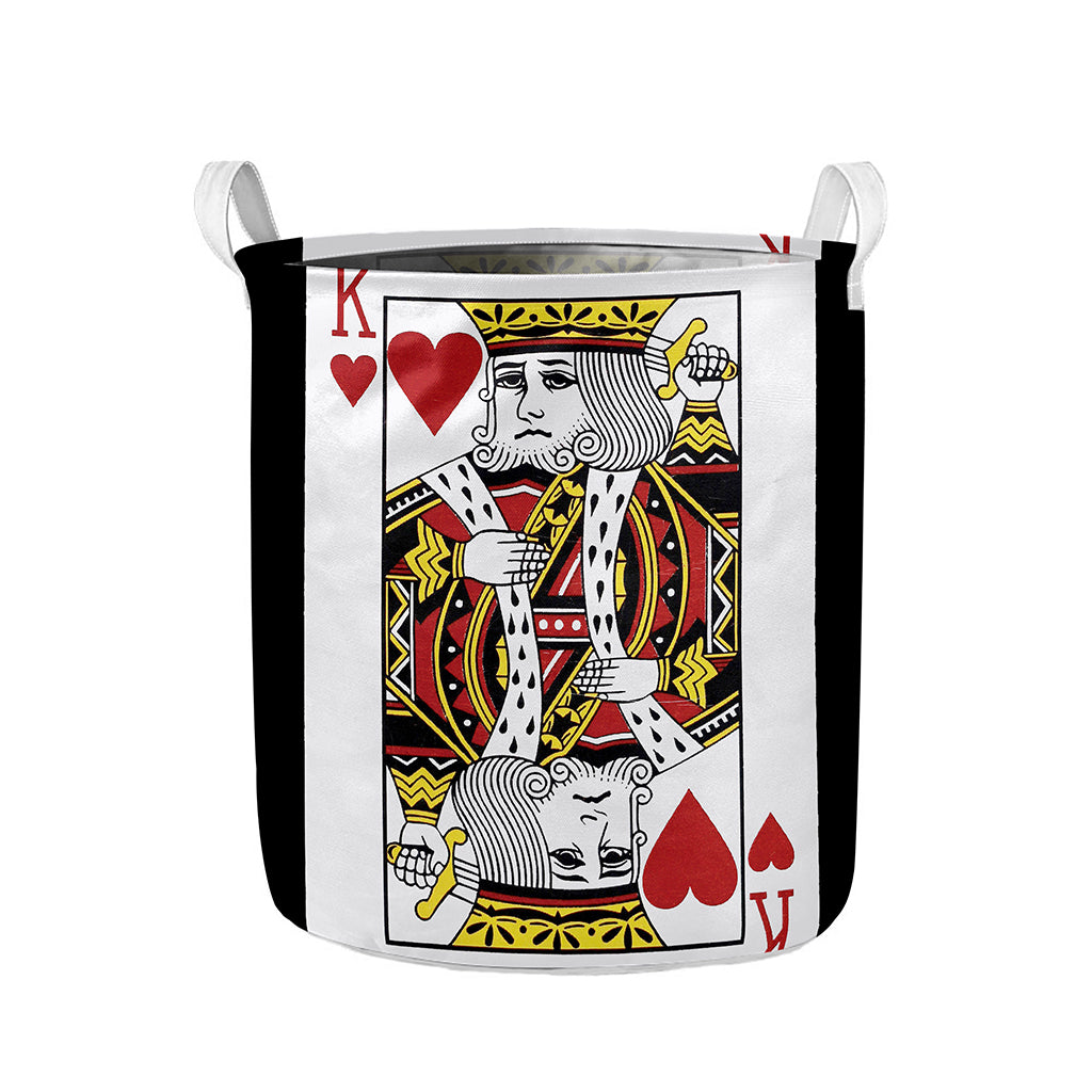 King Of Hearts Playing Card Print Collapsible Laundry Basket