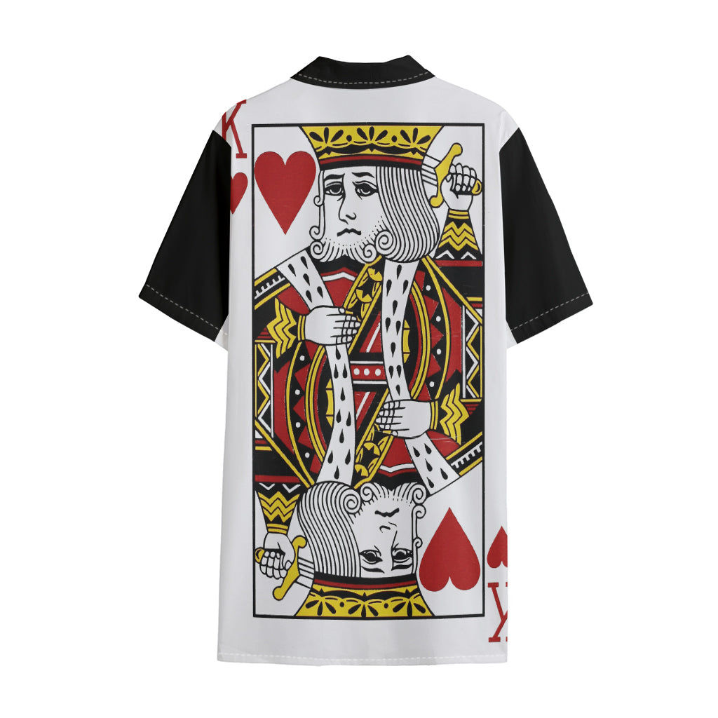 King Of Hearts Playing Card Print Cotton Hawaiian Shirt