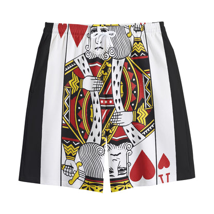King Of Hearts Playing Card Print Cotton Shorts