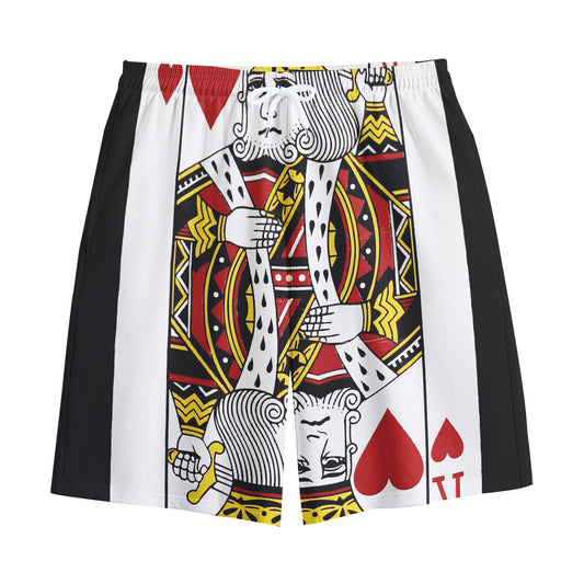 King Of Hearts Playing Card Print Cotton Shorts