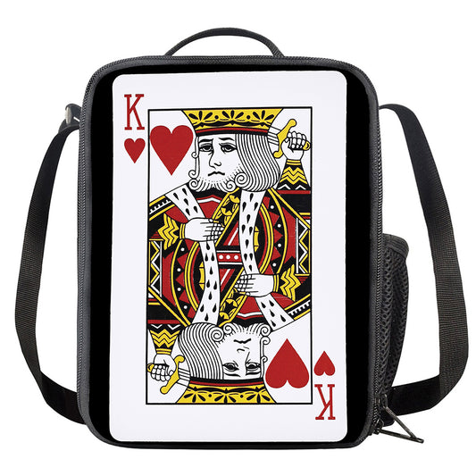 King Of Hearts Playing Card Print Crossbody Lunch Bag