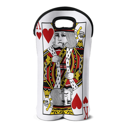 King Of Hearts Playing Card Print Double Neoprene Wine Tote