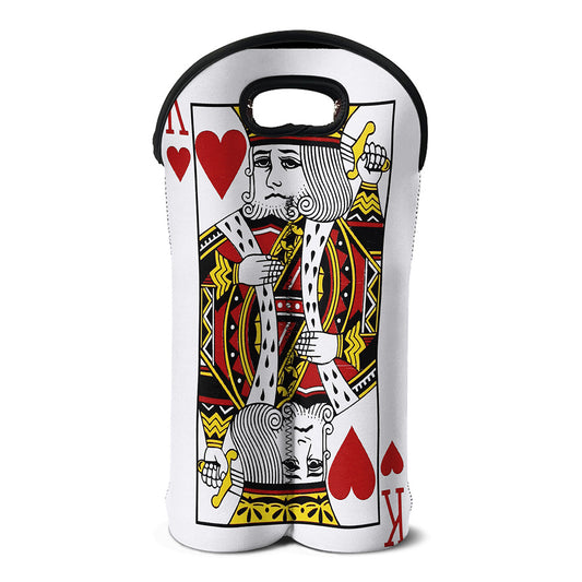 King Of Hearts Playing Card Print Double Neoprene Wine Tote