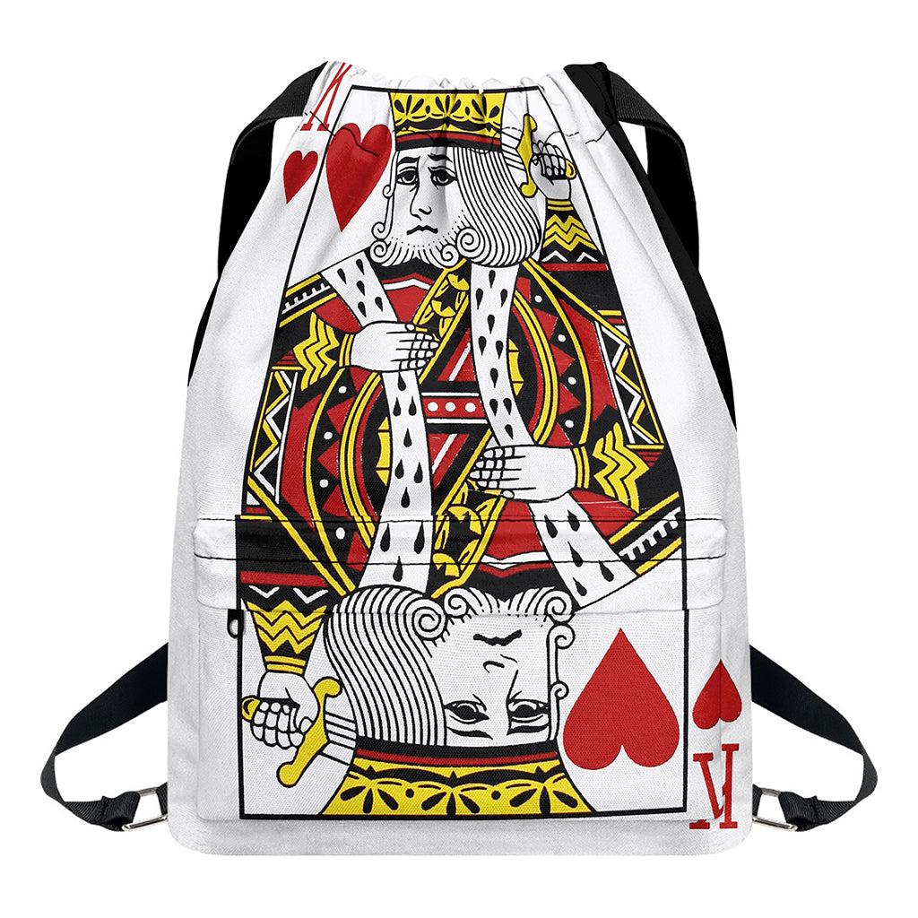 King Of Hearts Playing Card Print Drawstring Backpack