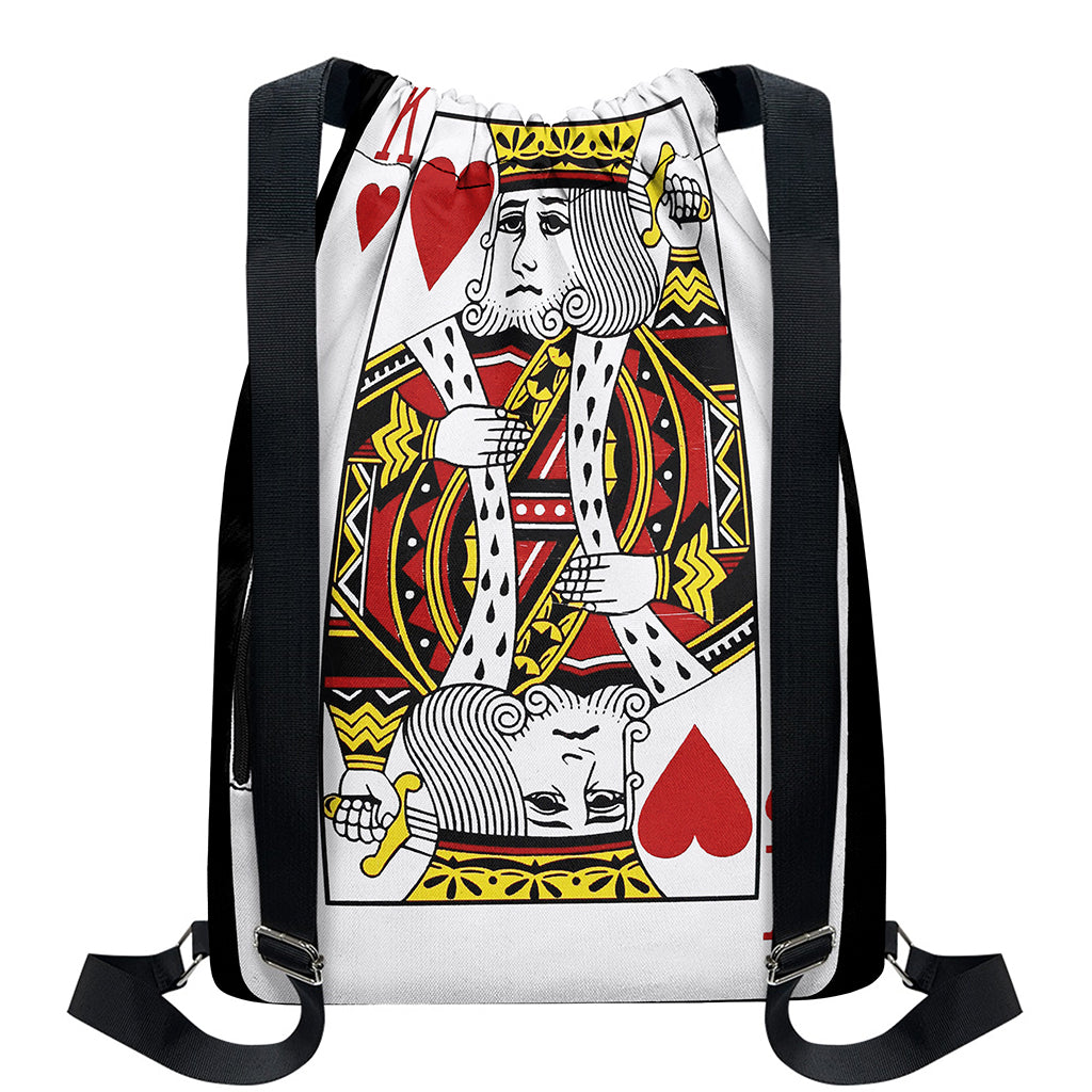 King Of Hearts Playing Card Print Drawstring Backpack