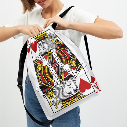 King Of Hearts Playing Card Print Drawstring Backpack