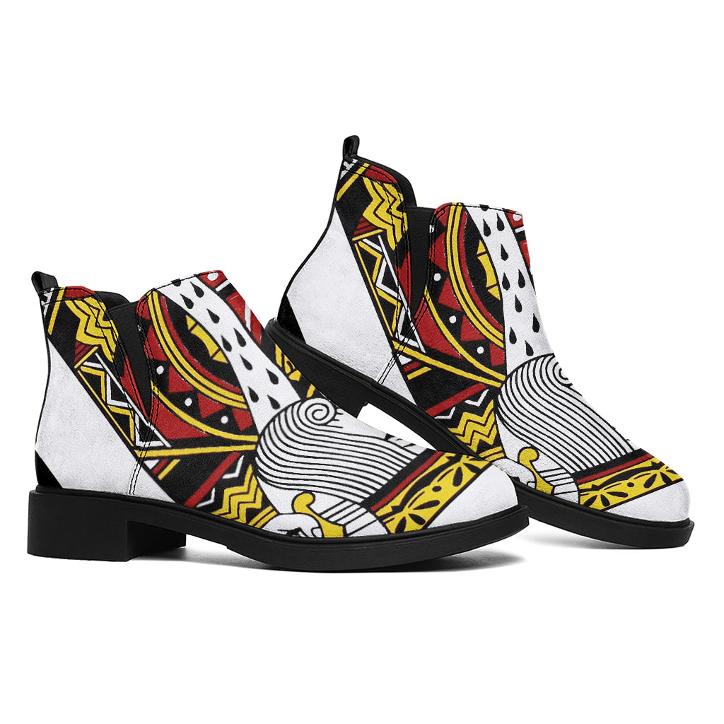 King Of Hearts Playing Card Print Flat Ankle Boots