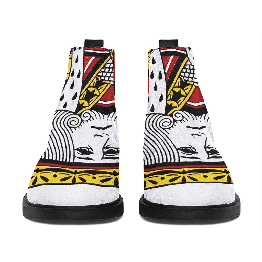 King Of Hearts Playing Card Print Flat Ankle Boots