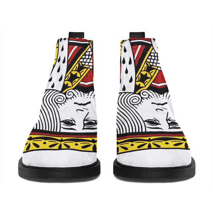 King Of Hearts Playing Card Print Flat Ankle Boots