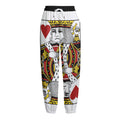 King Of Hearts Playing Card Print Fleece Lined Knit Pants