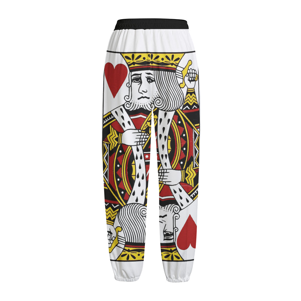 King Of Hearts Playing Card Print Fleece Lined Knit Pants