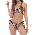 King Of Hearts Playing Card Print Halter Scoop Tie Side Bikini