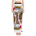 King Of Hearts Playing Card Print High Slit Maxi Skirt