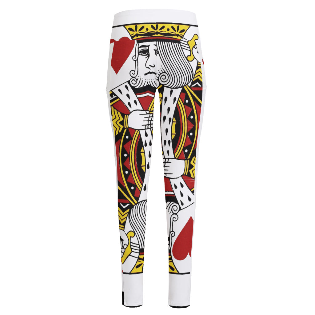King Of Hearts Playing Card Print High-Waisted Pocket Leggings