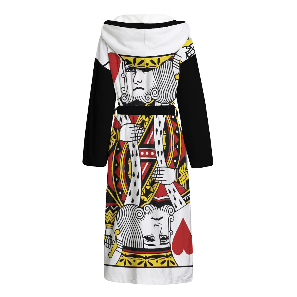 King Of Hearts Playing Card Print Hooded Bathrobe