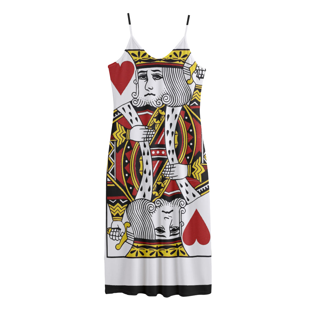 King Of Hearts Playing Card Print Jersey Midi Cami Dress