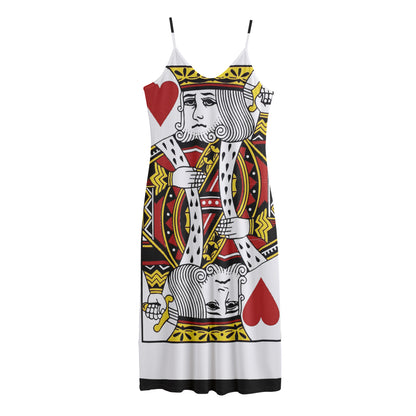 King Of Hearts Playing Card Print Jersey Midi Cami Dress