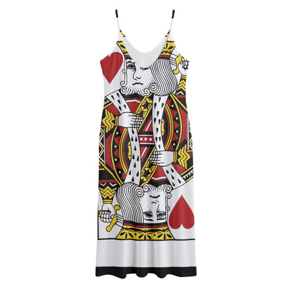 King Of Hearts Playing Card Print Jersey Midi Cami Dress