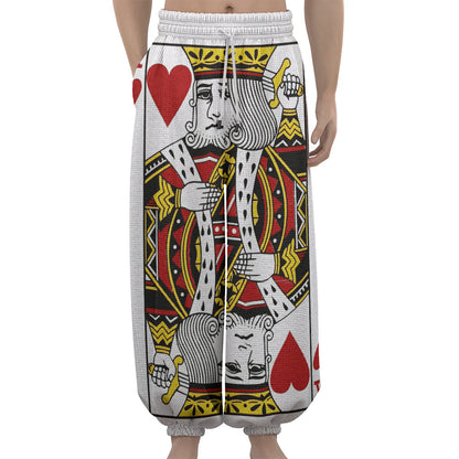King Of Hearts Playing Card Print Lantern Pants