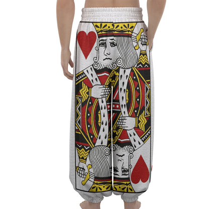 King Of Hearts Playing Card Print Lantern Pants