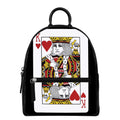 King Of Hearts Playing Card Print Leather Backpack
