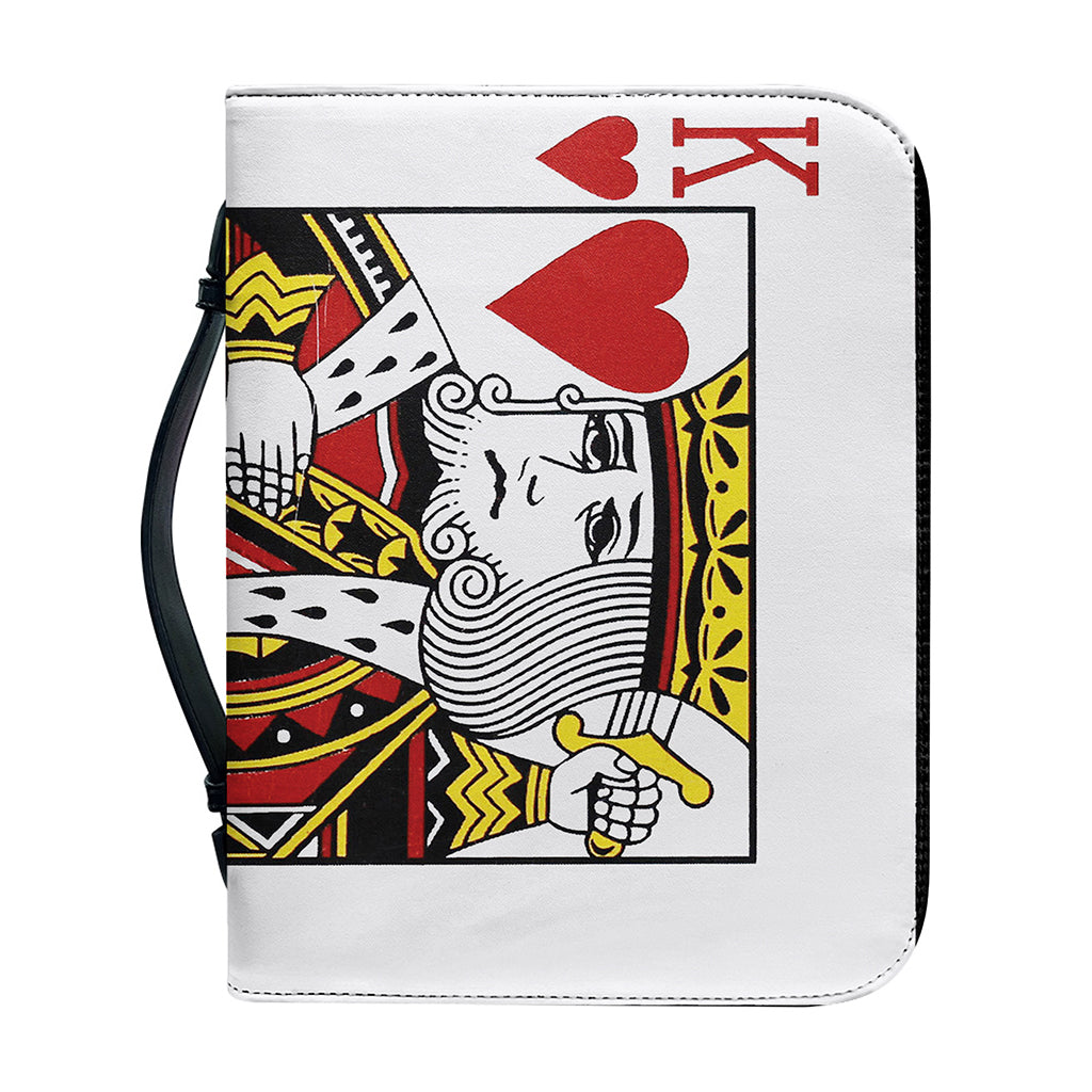 King Of Hearts Playing Card Print Leather Bible Cover