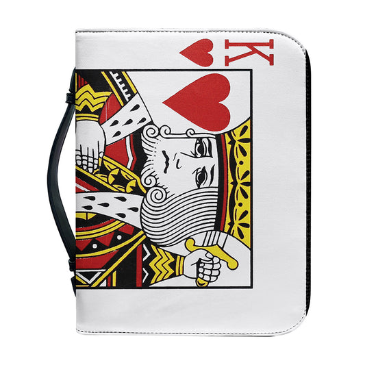 King Of Hearts Playing Card Print Leather Bible Cover