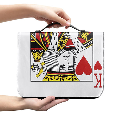 King Of Hearts Playing Card Print Leather Bible Cover