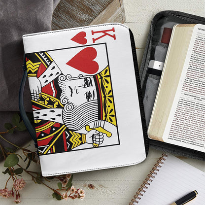King Of Hearts Playing Card Print Leather Bible Cover