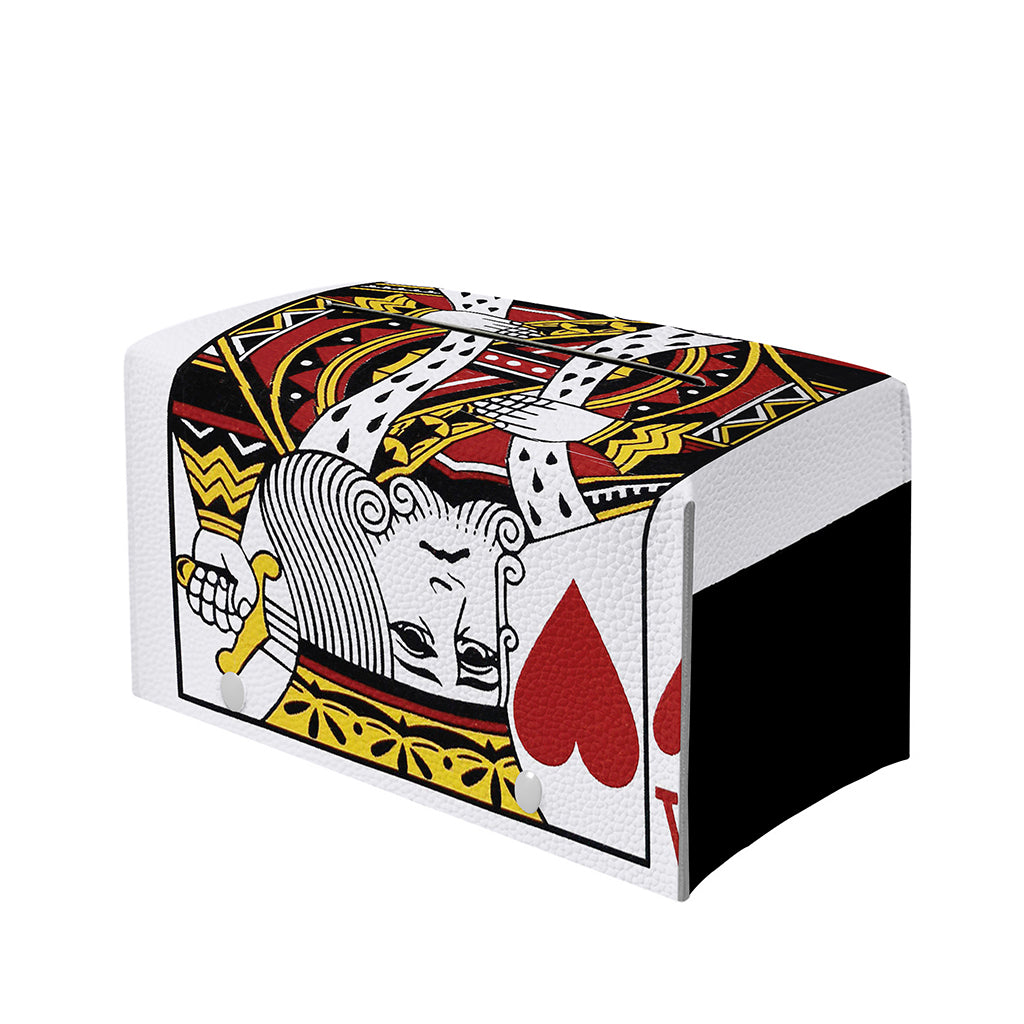 King Of Hearts Playing Card Print Leather Tissue Box Cover
