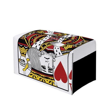 King Of Hearts Playing Card Print Leather Tissue Box Cover