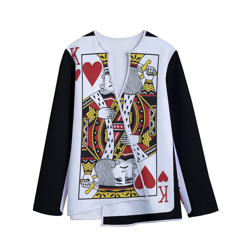King Of Hearts Playing Card Print Long Sleeve Short Coat